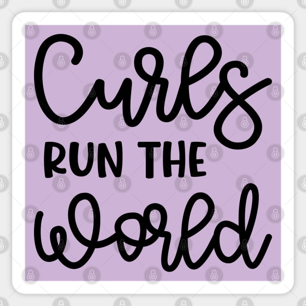 Curls Run The World Hairstylist Curly Hair Cute Sticker by GlimmerDesigns